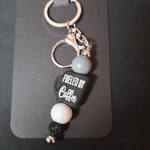 Coffee Themed Keychain with Beads